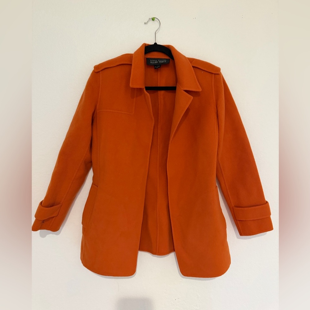 Ellen Tracy Vibrant Orange Pea Coat